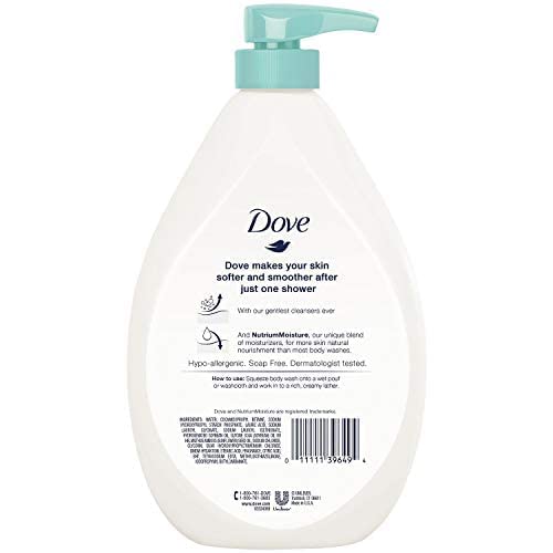 Dove gel ducha NutriumMoisture, textura cremosa para limpiar y nutrir la piel.