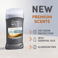 Dove Men+Care Mañana Fresco fragancia con aceites esenciales para uso diario.