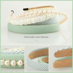 Diadema verde estilo vintage ancho para peinados con glamour.