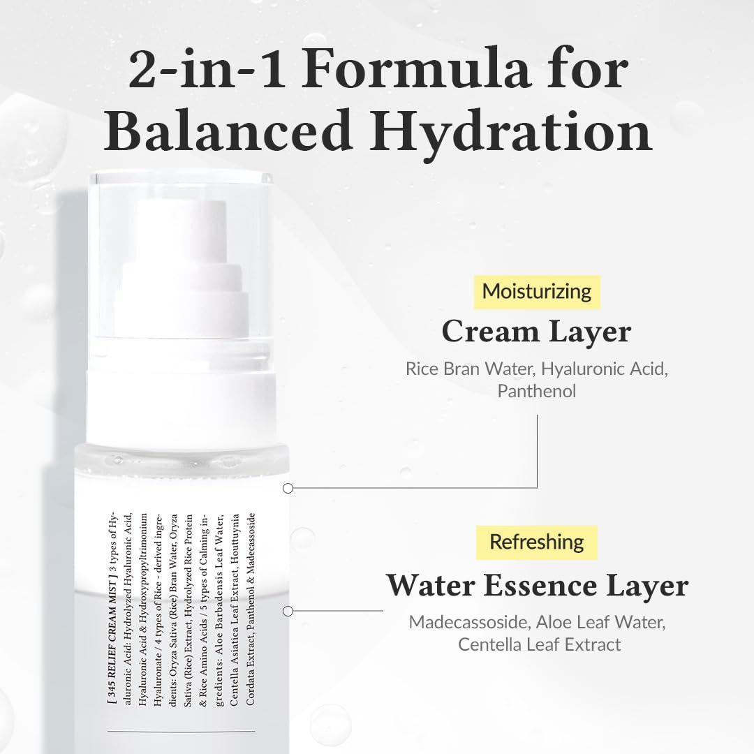 Dr.Althea 345 Relief Cream Mist, centella asiatica para calmar irritaciones y fortalecer la barrera.