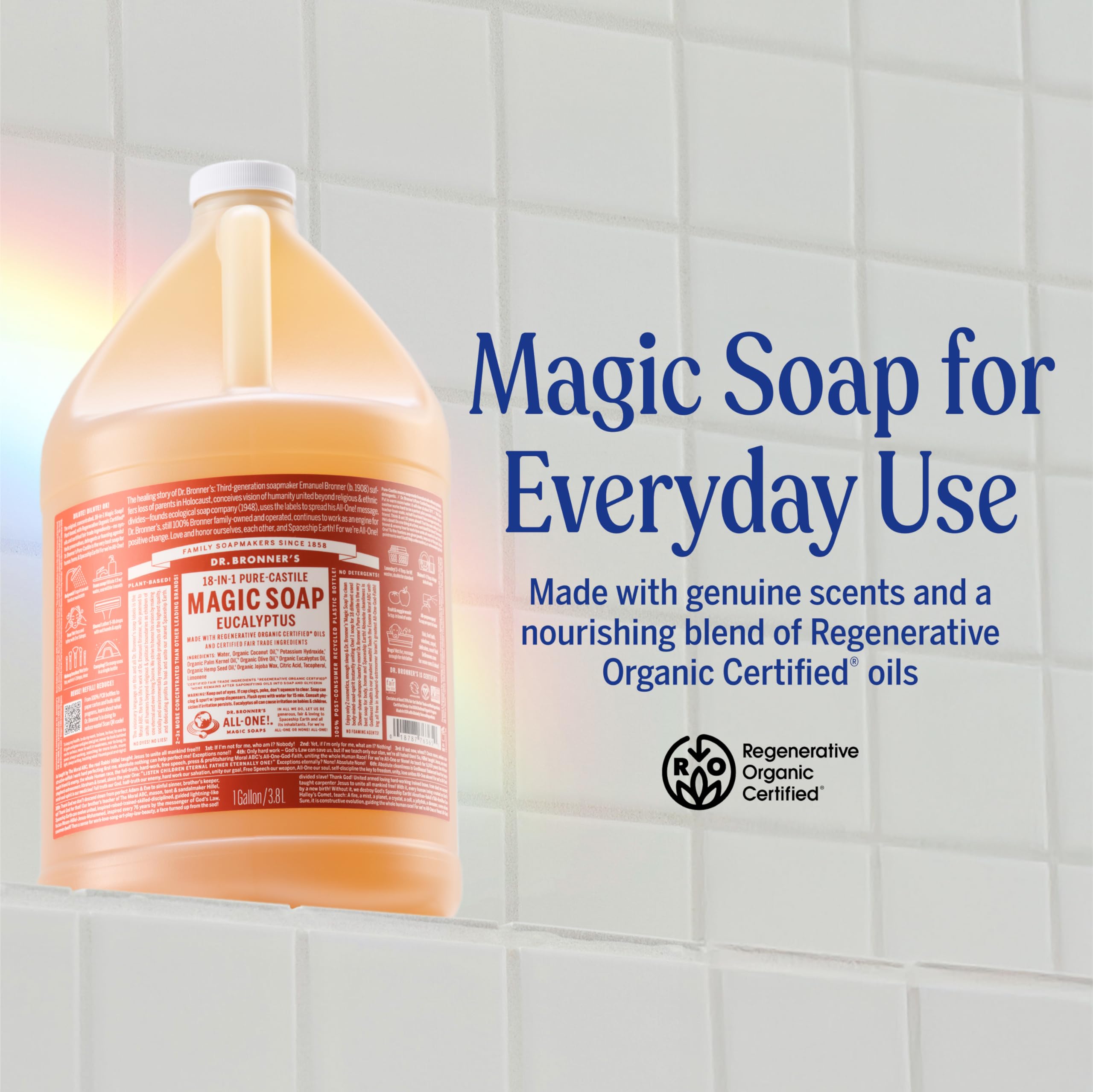 Espuma generosa de Dr. Bronner's Pure-Castile Eucalipto para lavado diario
