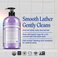 Mousse riche du savon Lavande Dr. Bronner’s pour peau nette et propre