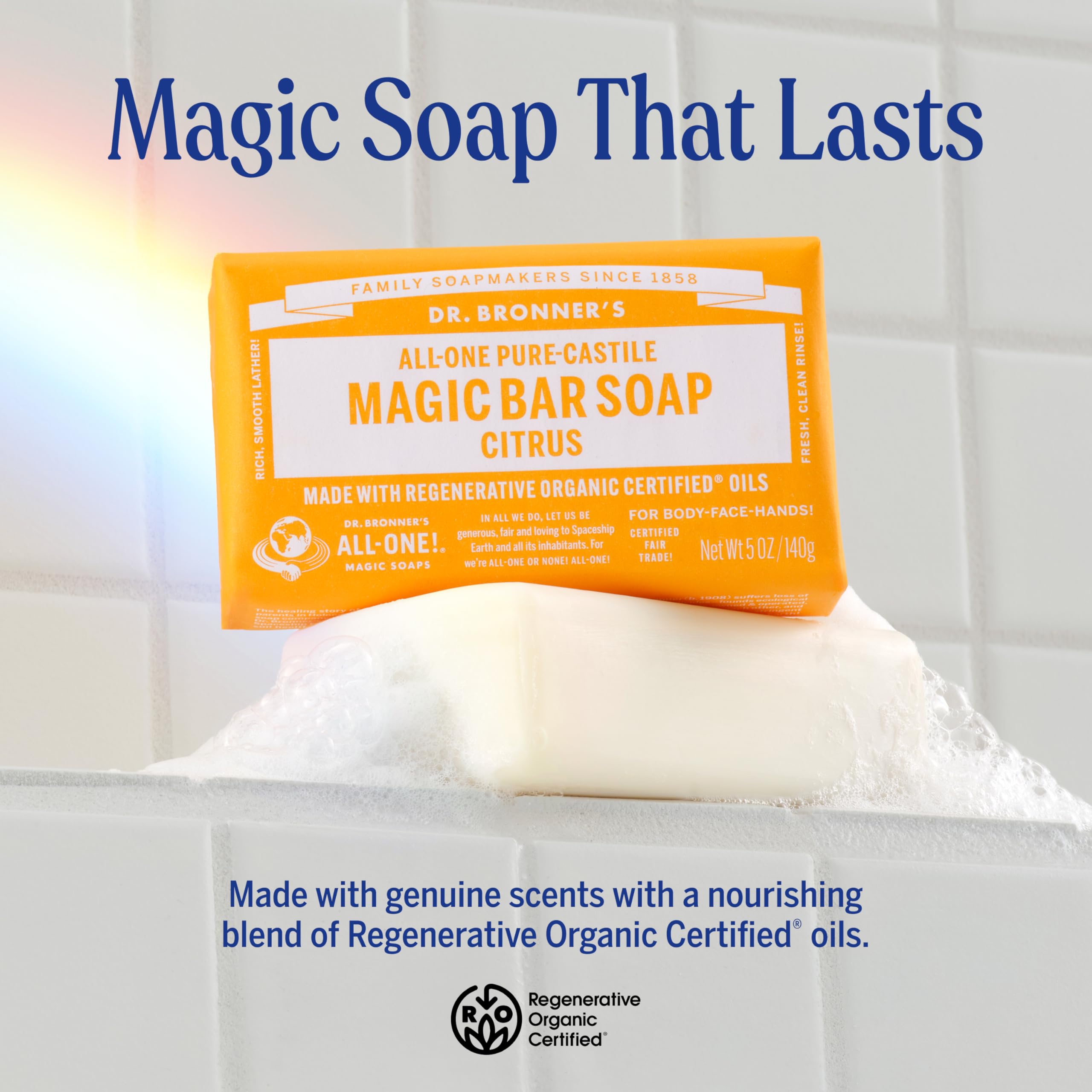 Dr. Bronner's barra cítrica con espuma densa para limpieza suave