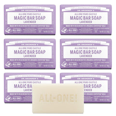 Dr. Bronner's barra de jabón lavanda, espuma cremosa y lavado suave.