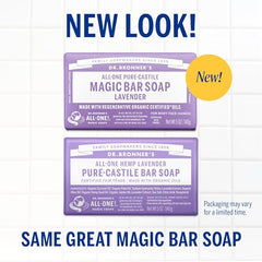 Dr. Bronner's barra lavanda, uso facial suave y cuerpo hidratante.