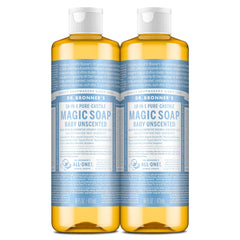 Dr. Bronner's bebé sin aroma, jabón líquido suave para piel delicada