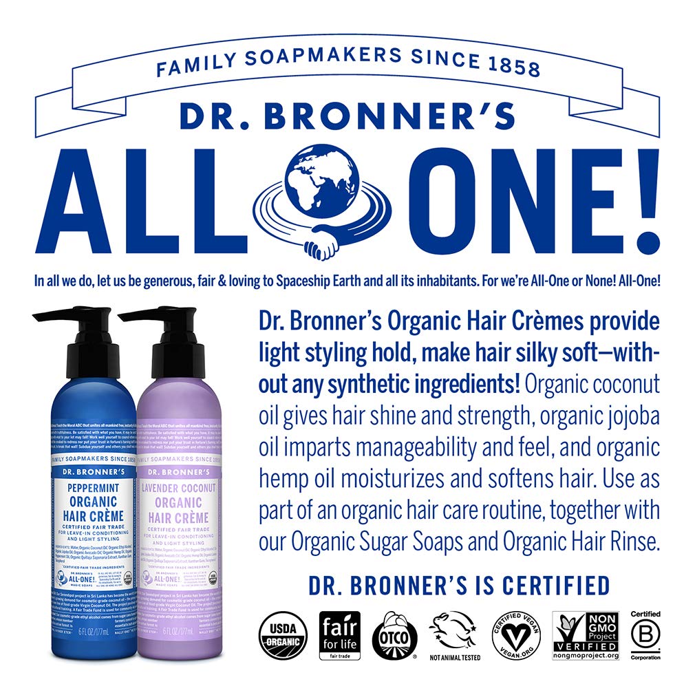 Dr. Bronner's crema cabello brillo suave para acabado natural