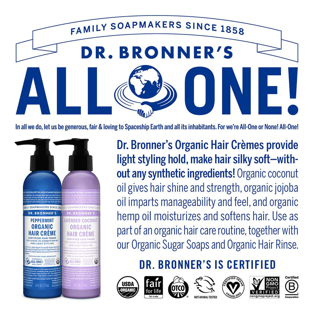 Dr. Bronner's crema cabello brillo suave para acabado natural