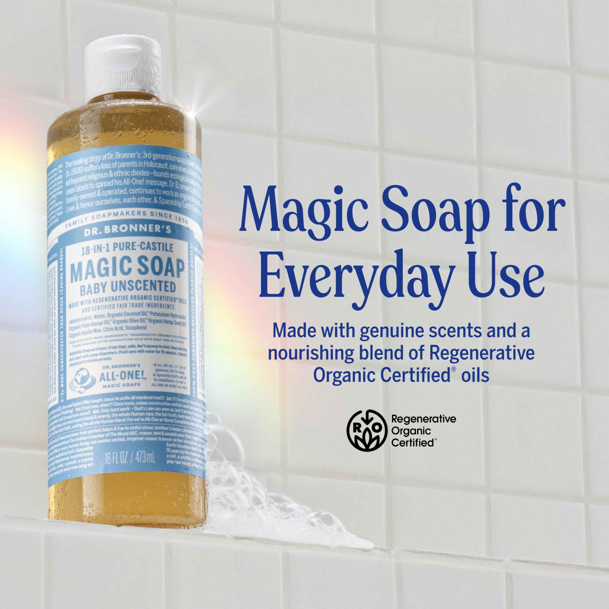 Dr. Bronner's espuma cremosa, limpieza suave y eficaz