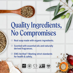 Dr. Bronner's Jabón vegetal sin detergentes sintéticos, opción suave.