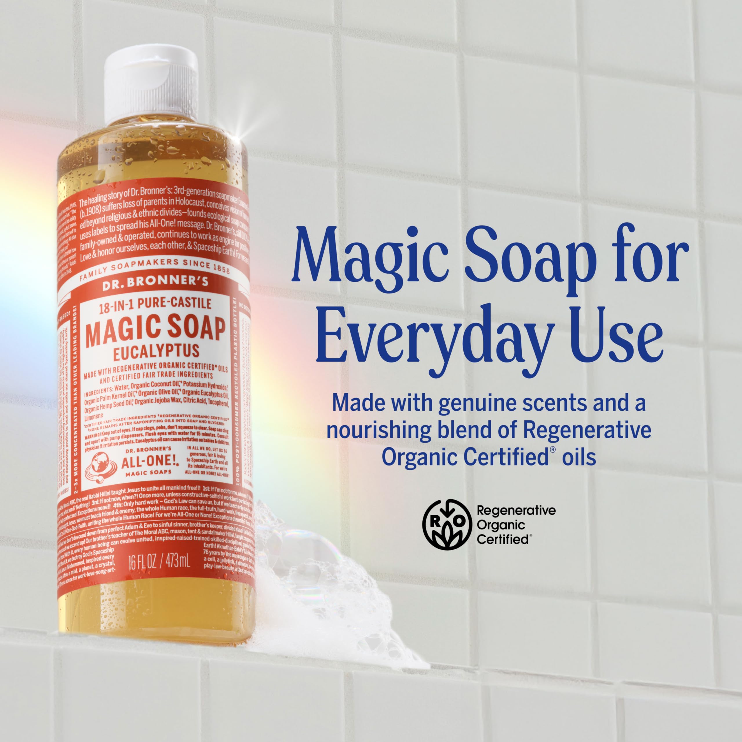 Dos botellas de Dr. Bronner’s Castile eucalipto, formato 946 ml
