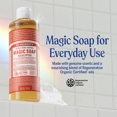 Dos botellas de Dr. Bronner’s Castile eucalipto, formato 946 ml