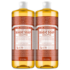 Jabón de castile Dr. Bronner’s con espuma rica y piel suave, aroma a eucalipto