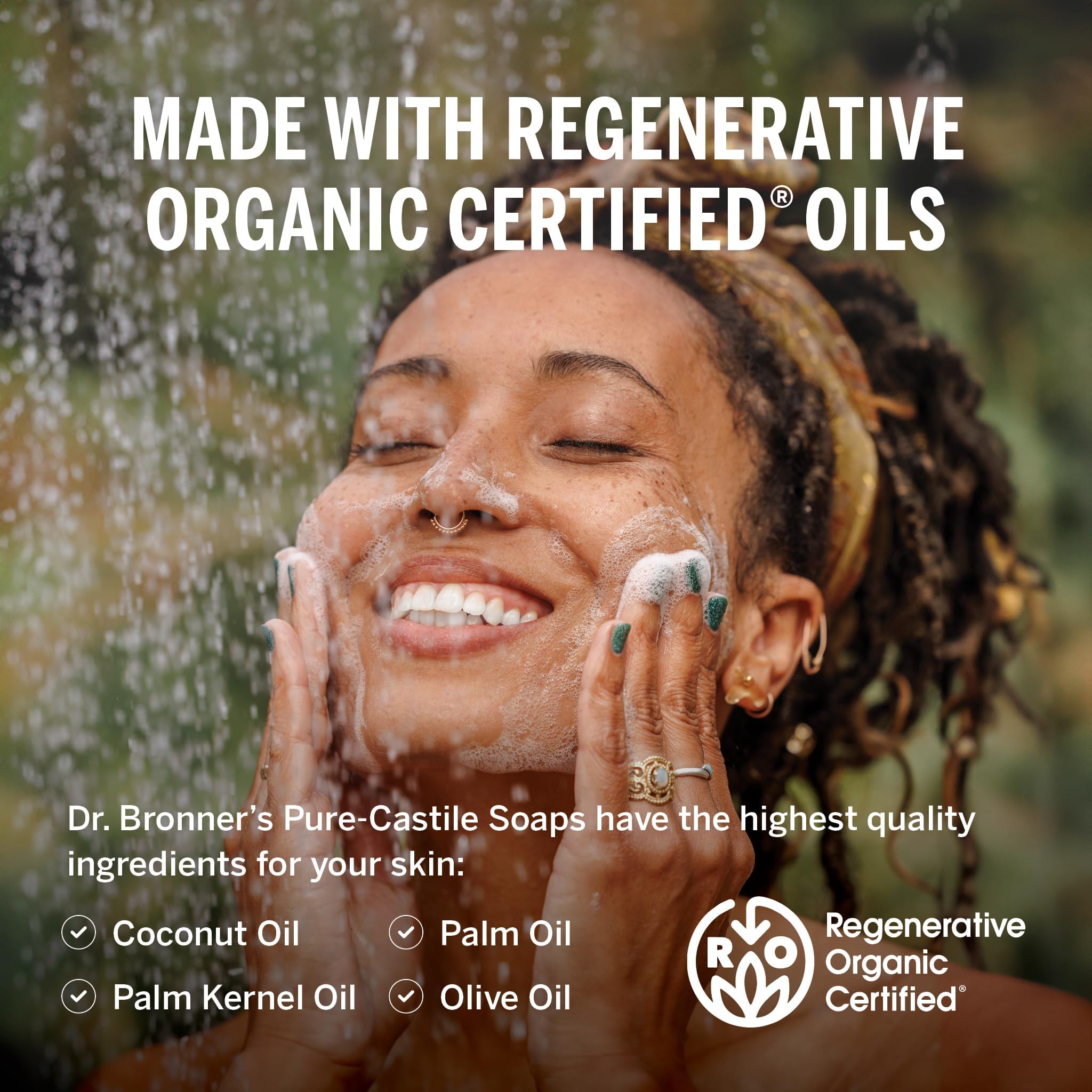 Dr. Bronner's Jabón Castile Menta, espuma natural para limpieza suave