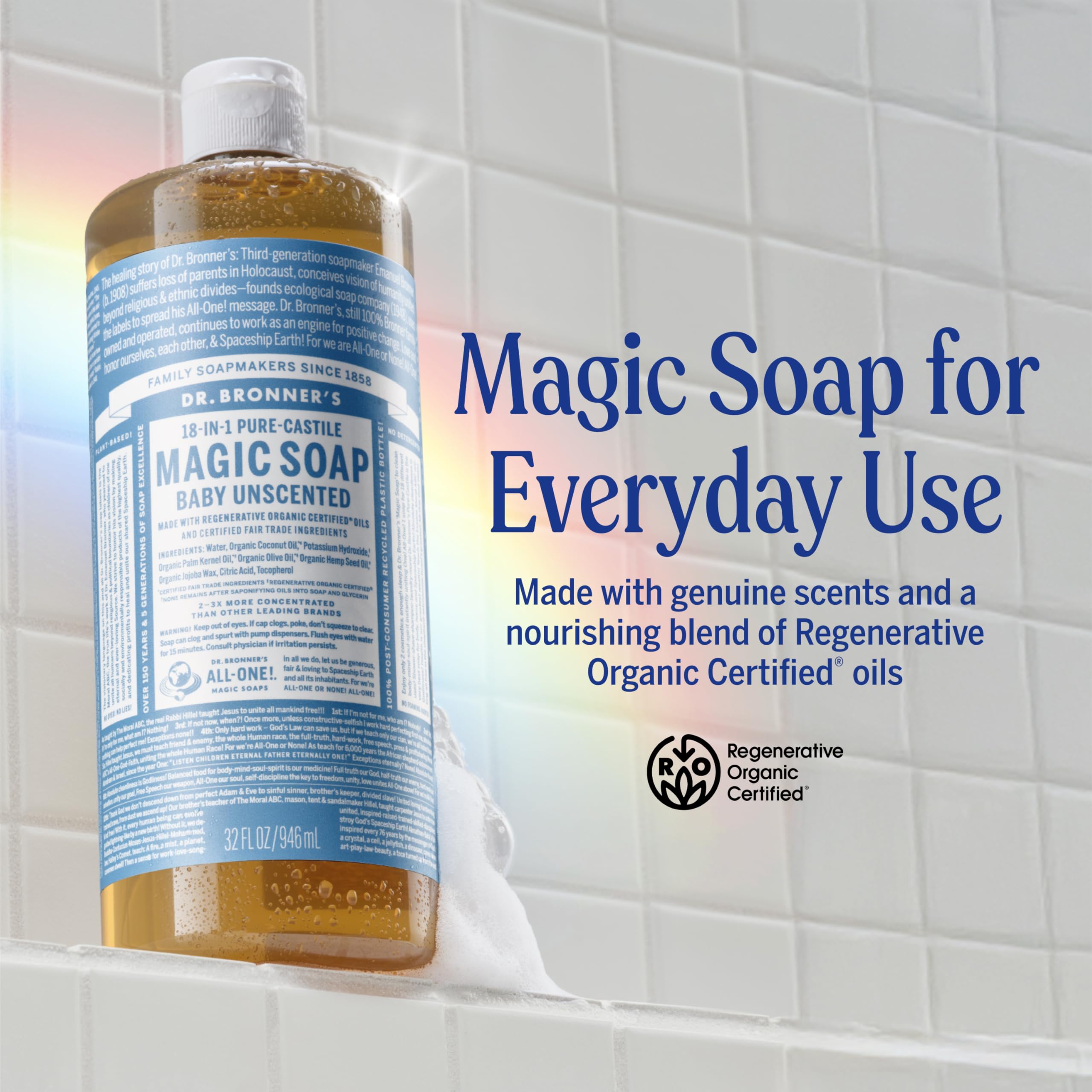 Dr. Bronner's espuma densa para ducha suave y confortable