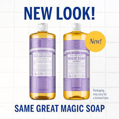 Dr. Bronner's Jabón líquido Castile Lavanda, uso facial suave con fragancia relajante