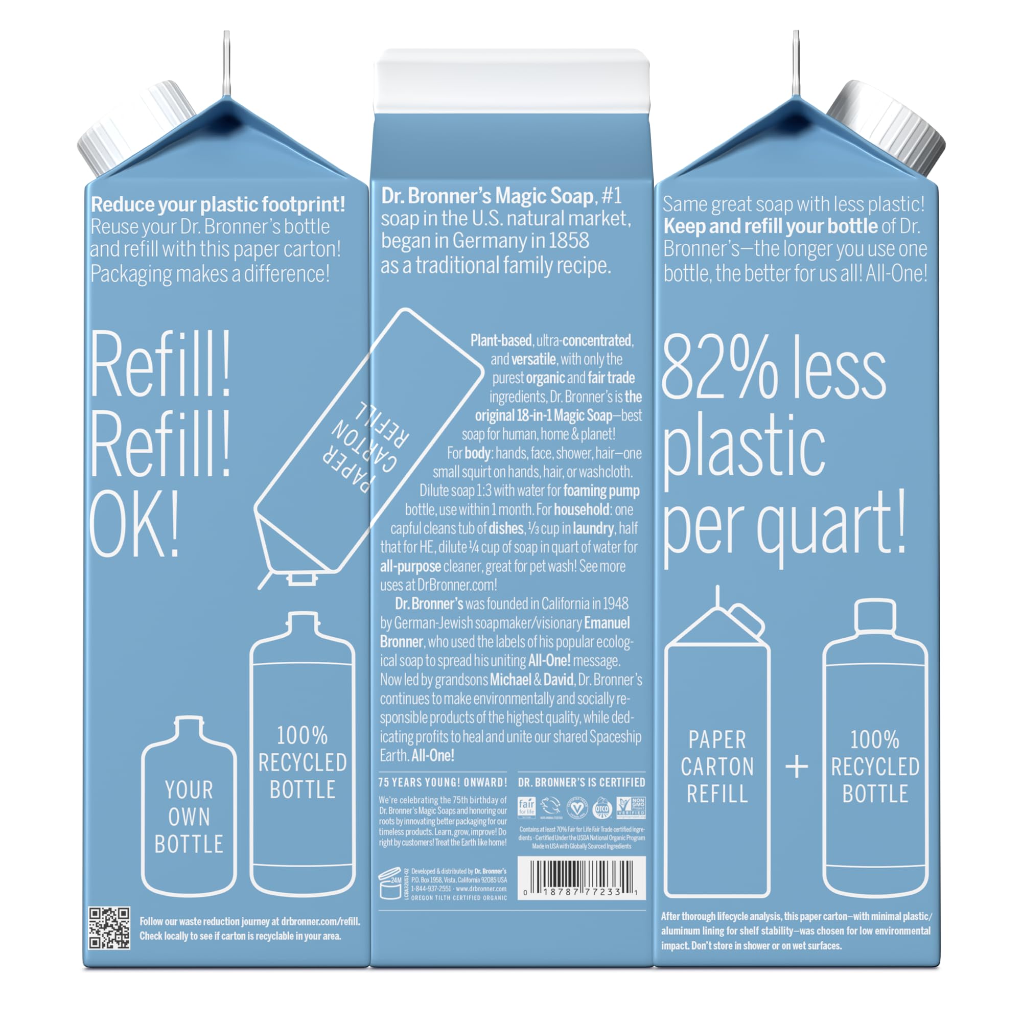 Dr. Bronner's Pure-Castile volcado para rellenar con seguridad y eficiencia