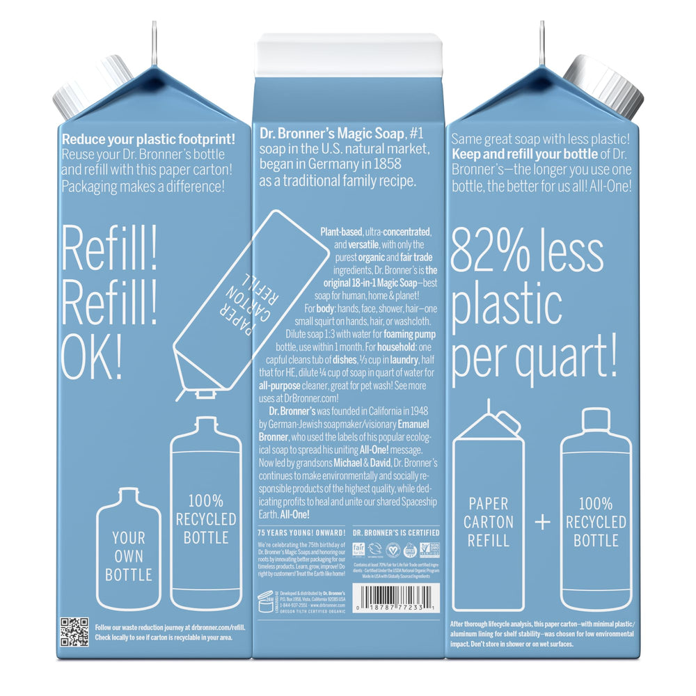 Dr. Bronner's Pure-Castile volcado para rellenar con seguridad y eficiencia