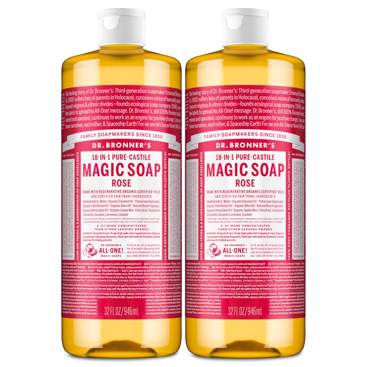 Dr. Bronner's Rosa Castile: jabón líquido con espuma suave para la piel