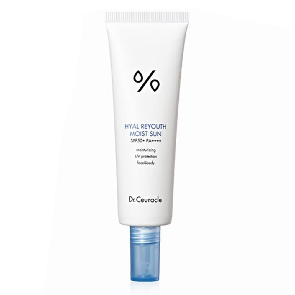Dr. Ceuracle Hyal Reyouth Moist Sun, botella visible y protección UV suave para uso diario.
