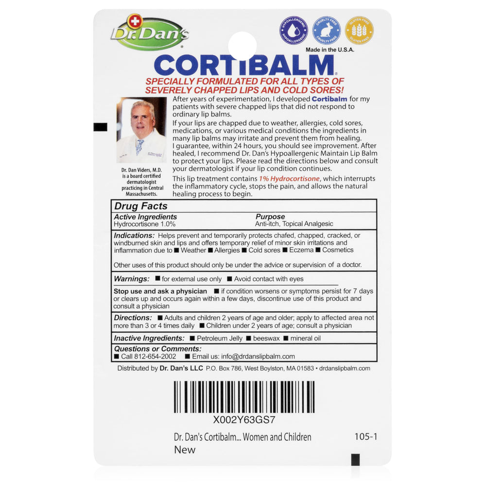 Dr. Dan's Cortibalm 4-pack tubes displayed for on-the-go relief