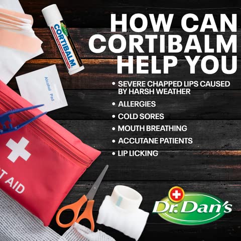 Dr. Dan's Cortibalm brinda calma a labios dañados por frío.