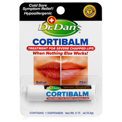 Dr. Dan's Cortibalm en envase labial para labios resecos.