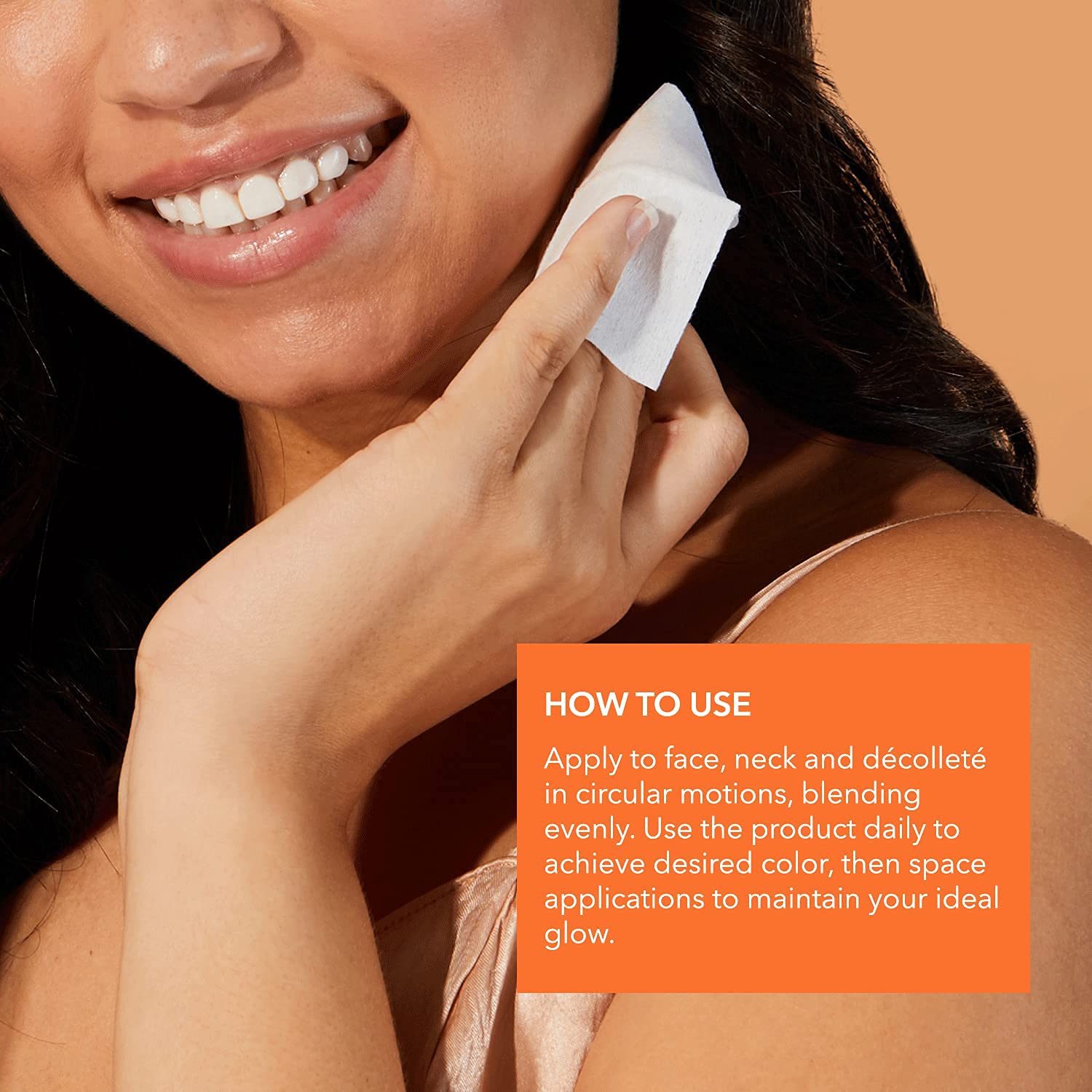 Texture peau exfoliée et lumineuse après utilisation.