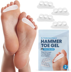 Dr. Frederick's Original hammer toe gels packaged for all-day toe support