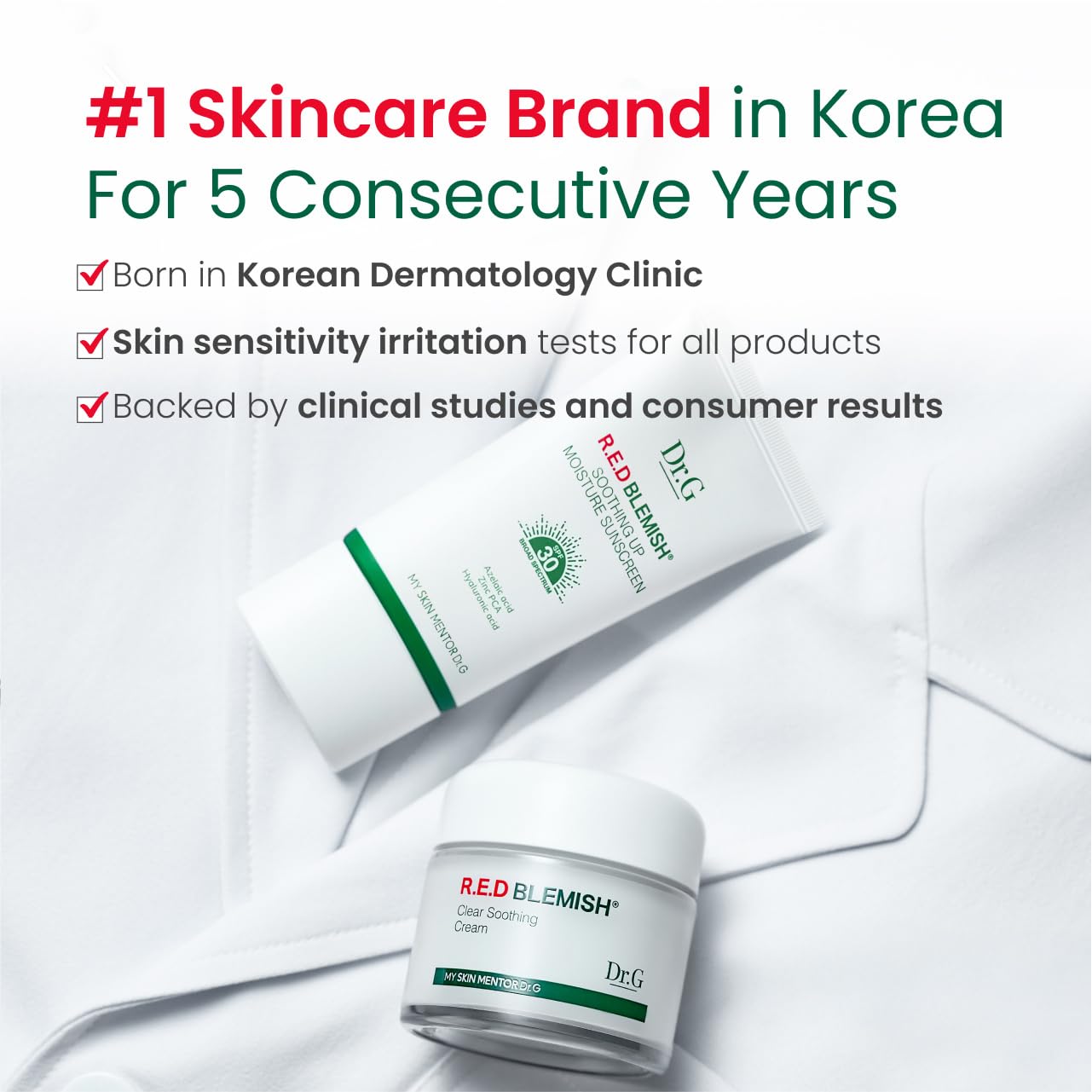 Absorción rápida de Dr. G Red Blemish Clear sin sensación grasa.
