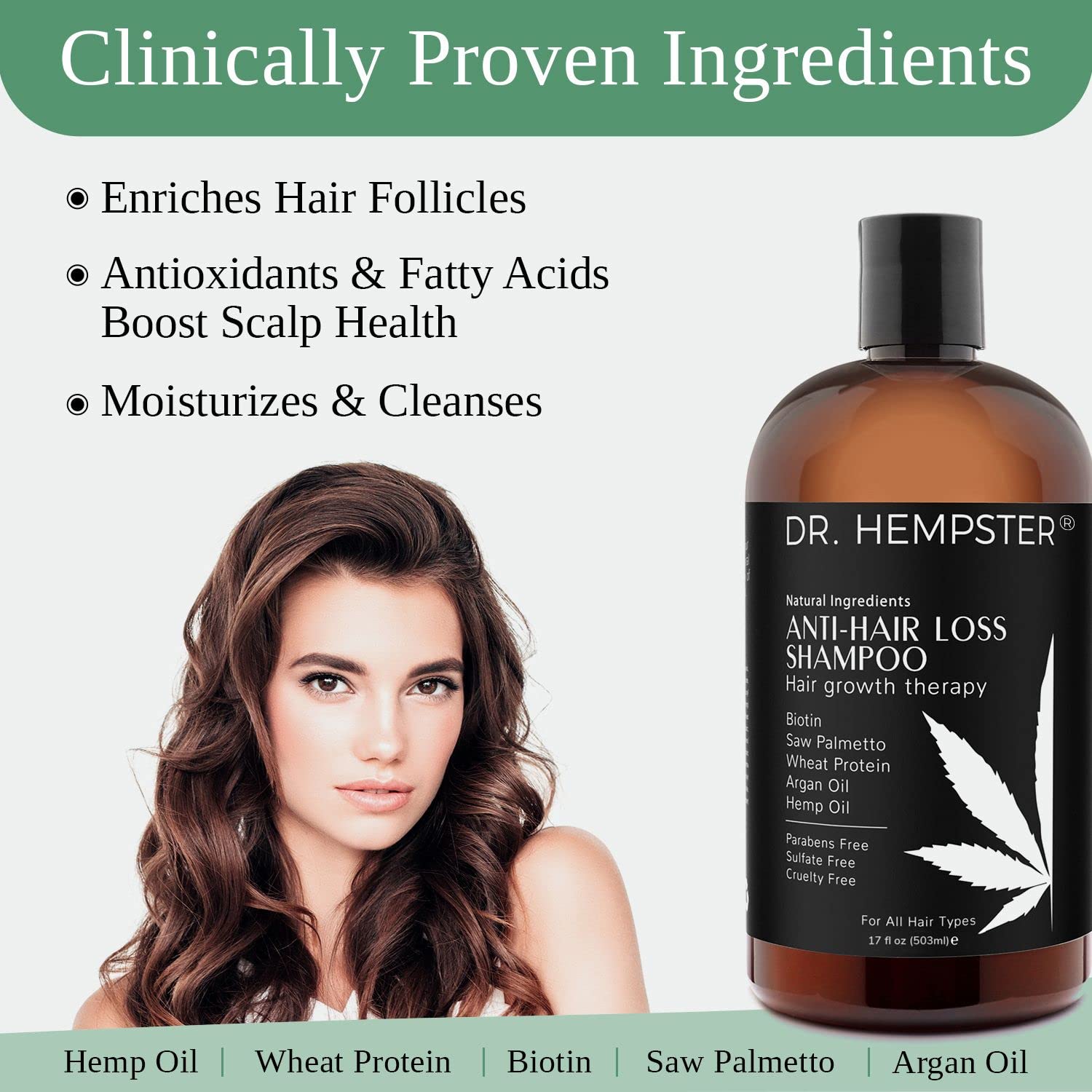 DR. HEMPSTER aplicación diaria suave para cabello mojado.