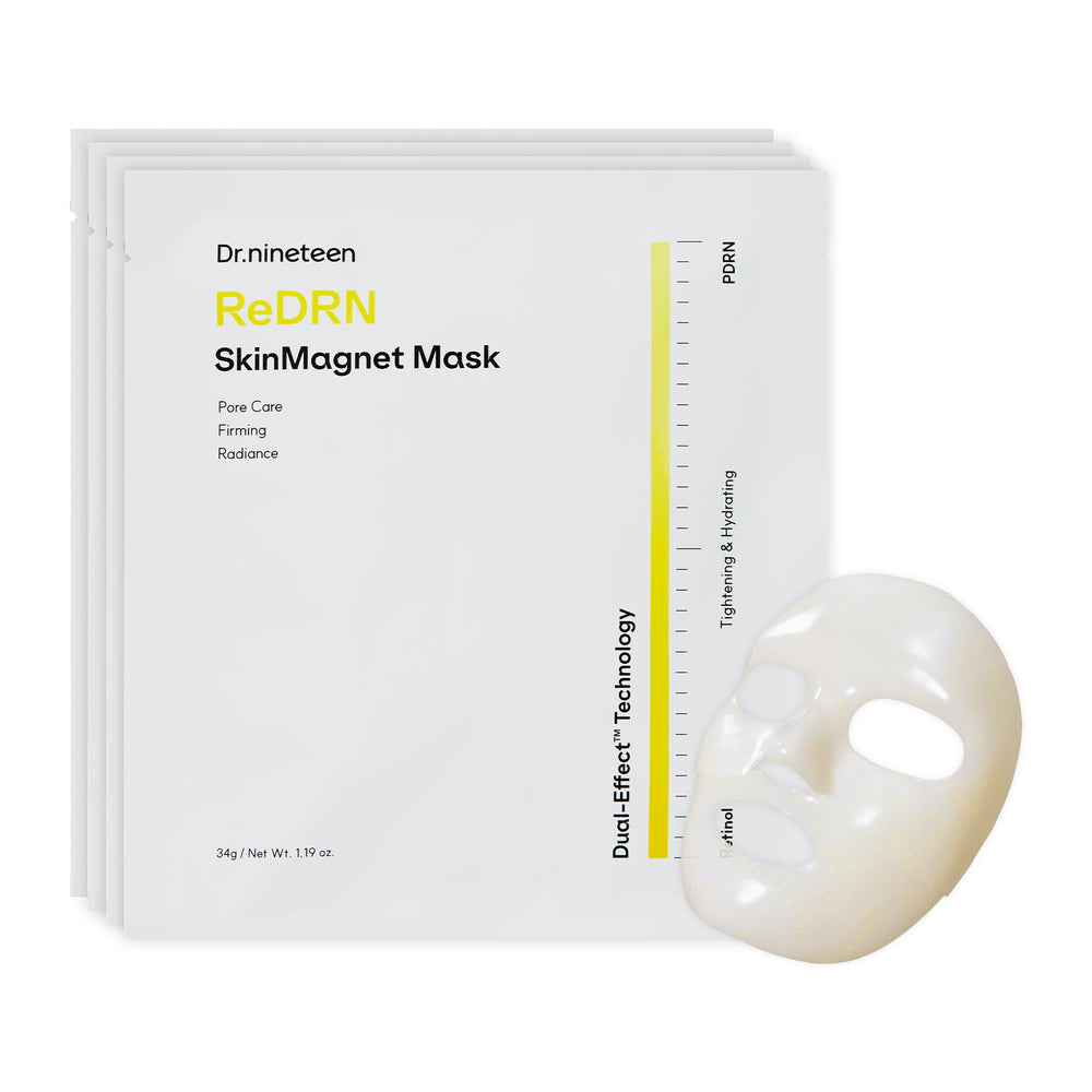 Dr.nineteen ReDRN mascarilla hidrogel, textura suave para hidratación y confort facial.