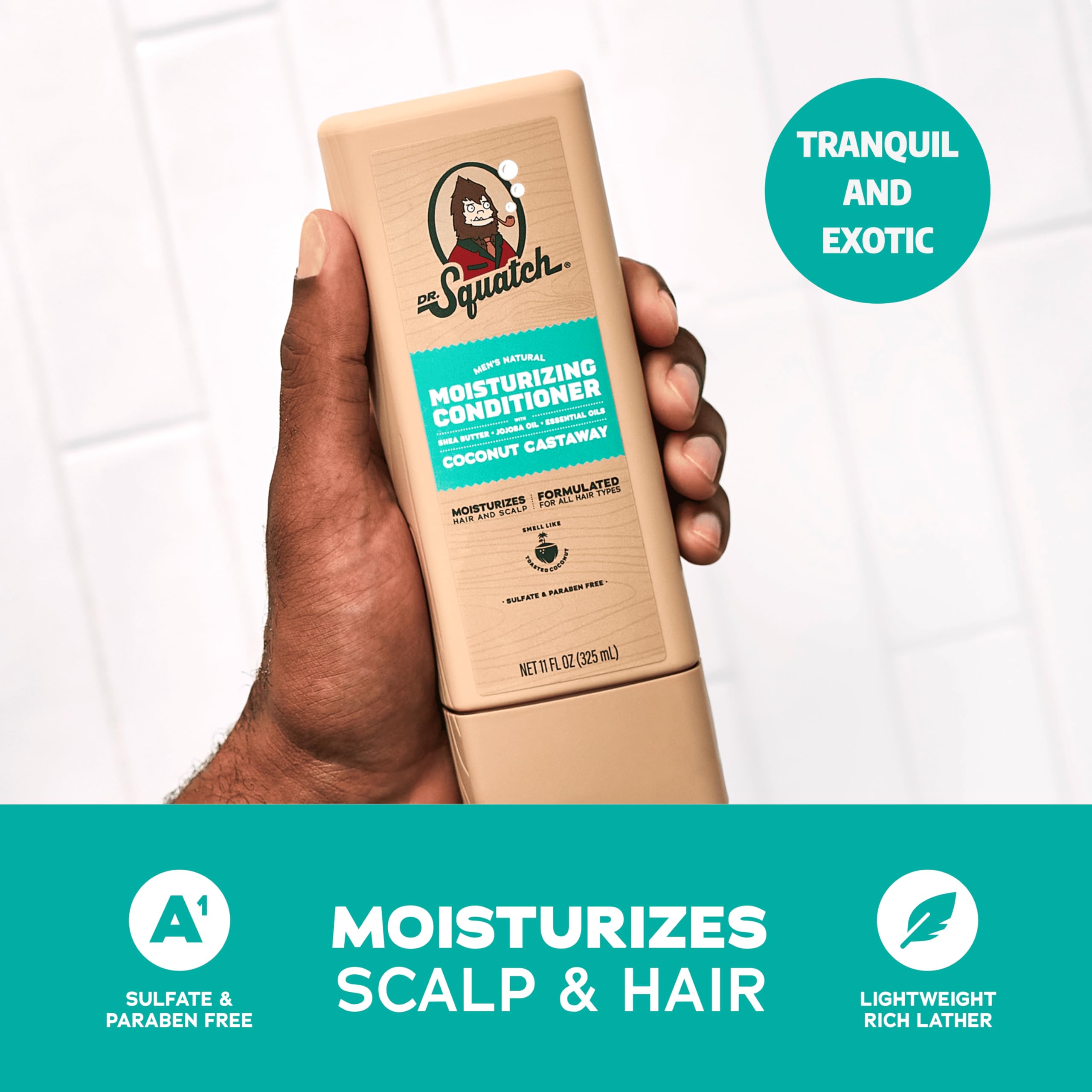 Dr. Squatch Coconut Castaway acondicionador, contiene aceite de aguacate y manteca de karité
