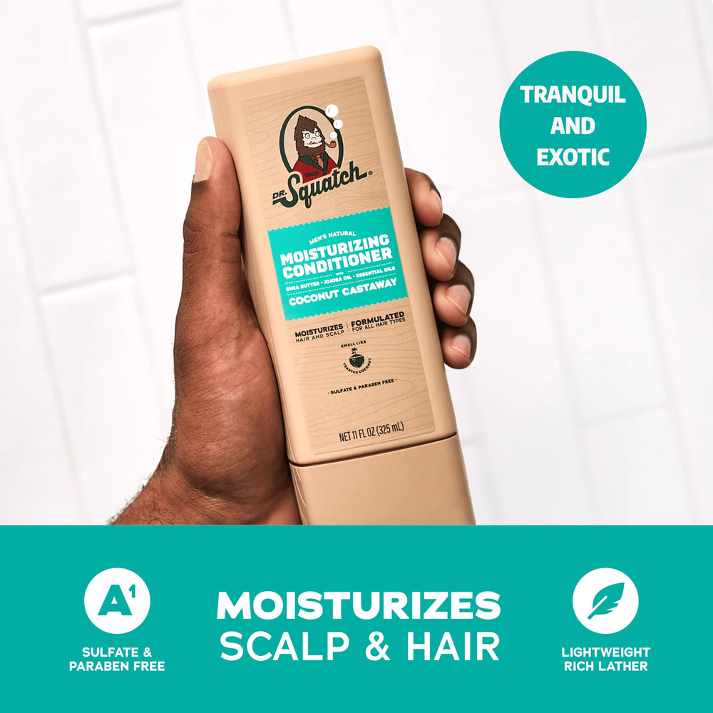 Dr. Squatch Coconut Castaway acondicionador, contiene aceite de aguacate y manteca de karité