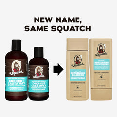 Dr. Squatch Coconut Castaway acondicionador, envase práctico para desenredar y suavizar