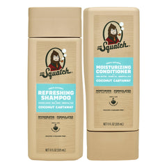 Dr. Squatch Coconut Castaway shampoo, botella elegante para cabello suave y aroma fresco