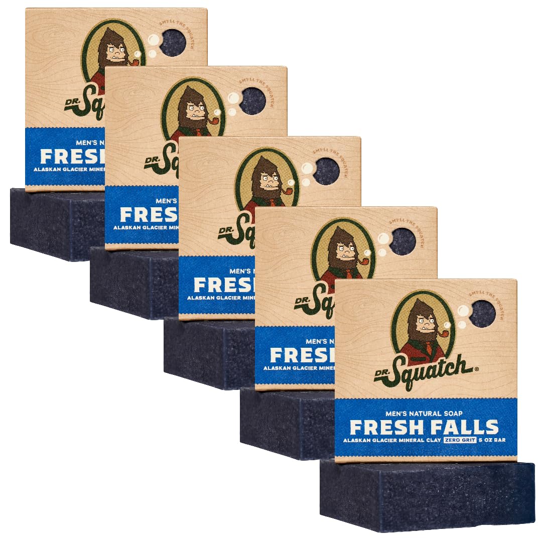 Dr. Squatch Fresh Falls barra-jabon, textura natural para una ducha refrescante.