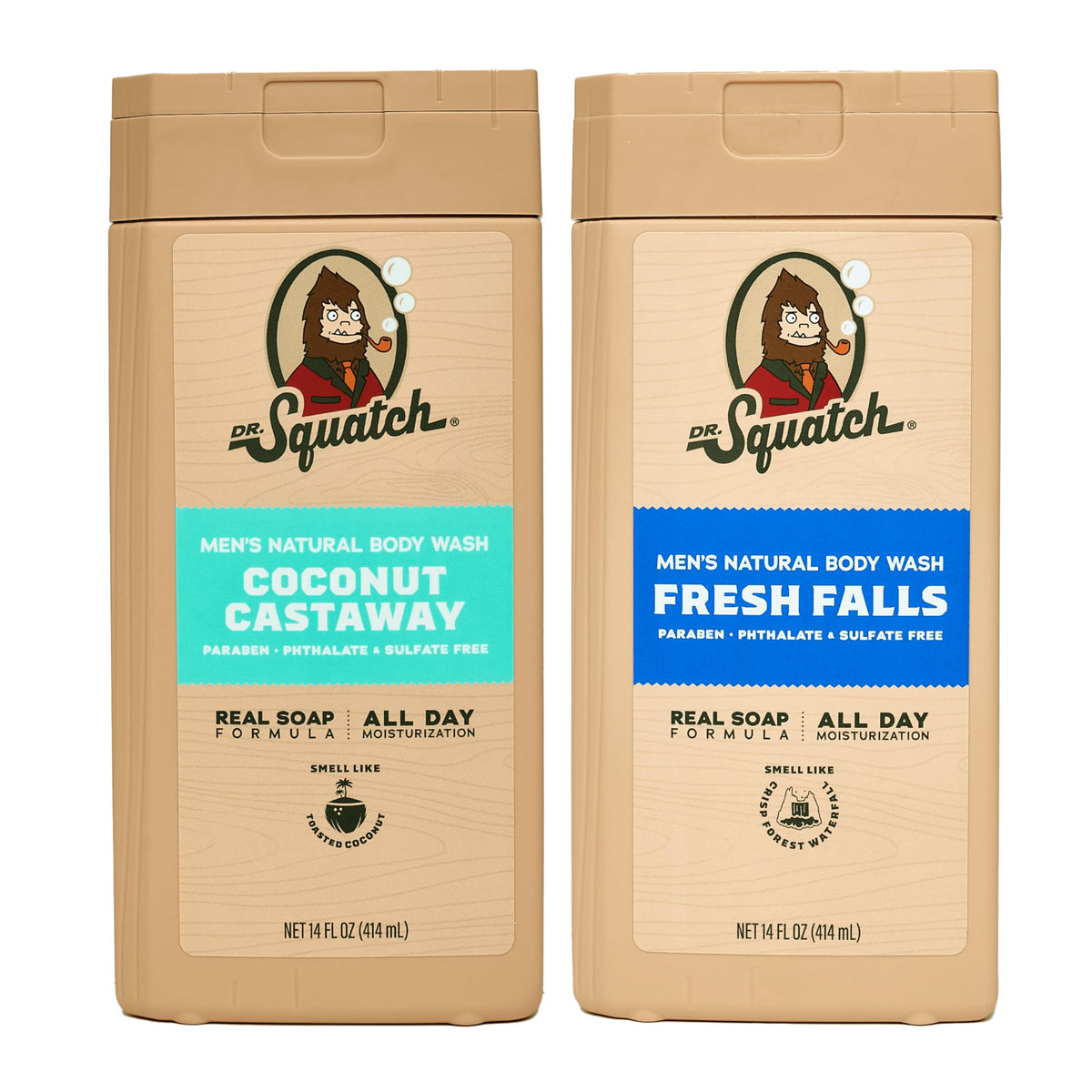 Dr. Squatch Fresh Falls – bouteille affichant un parfum frais durable pour la douche