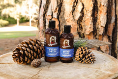 Etiqueta del champú Dr. Squatch Fresh Falls destacando cuidado natural