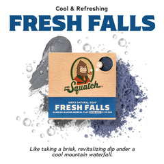 Dr. Squatch Fresh Falls envase masculino, presentación resistente para uso diario.