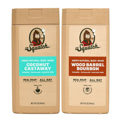 Dr. Squatch gel de ducha Coco Castaway, botella frontal para uso diario