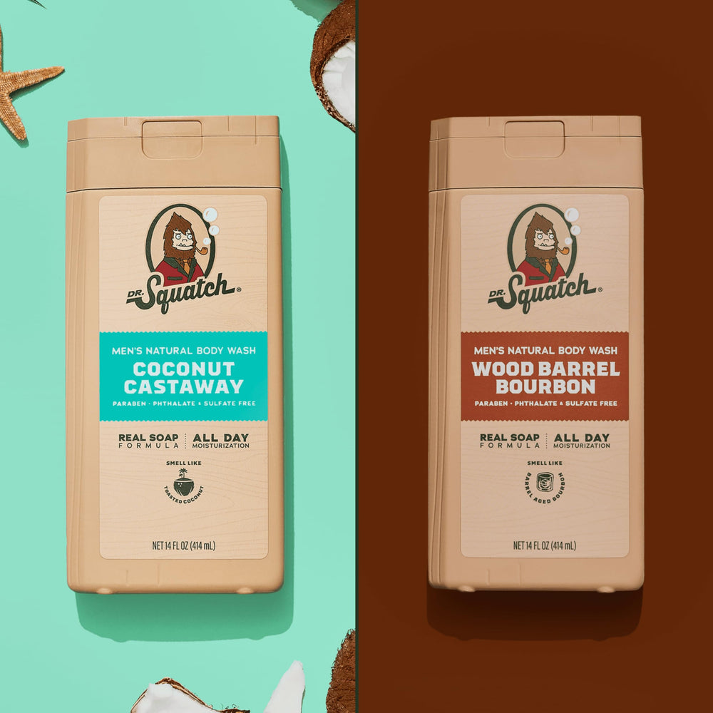 Dr. Squatch gel de ducha Coco Castaway, vertido para observar la textura suave