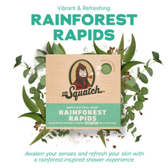 Dr. Squatch Jabón Selva Lluviosa: aroma natural para una ducha vigorizante.