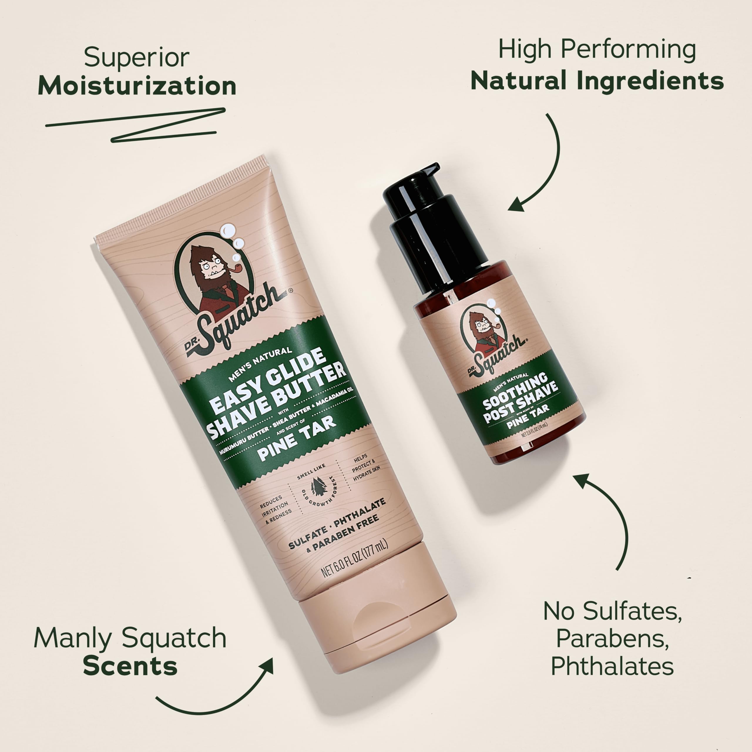 Dr. Squatch Pine Tar Soothing Post-Shave Moisturizer jar for nourished skin
