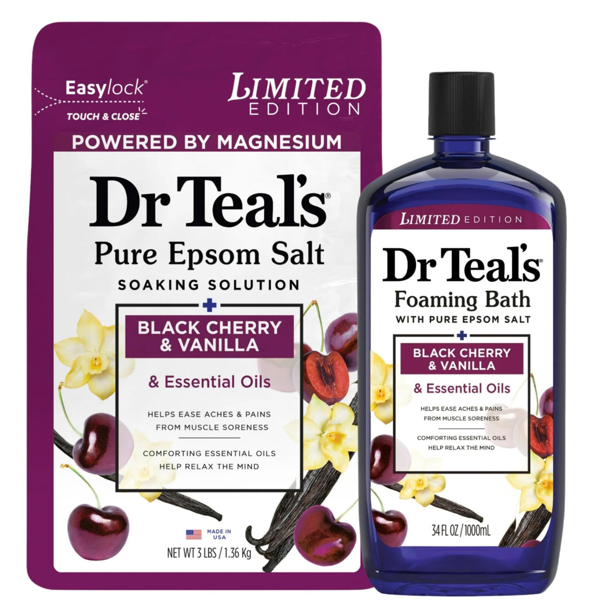 Dr Teal's Edición Limitada: sal epsom vertido en tina para relajación potencial