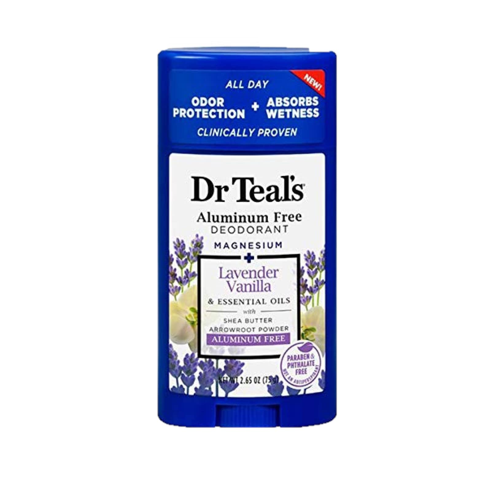 Dr Teals essential oils blend with coconut oil, jojoba oil, and shea butter for skin conditioning.