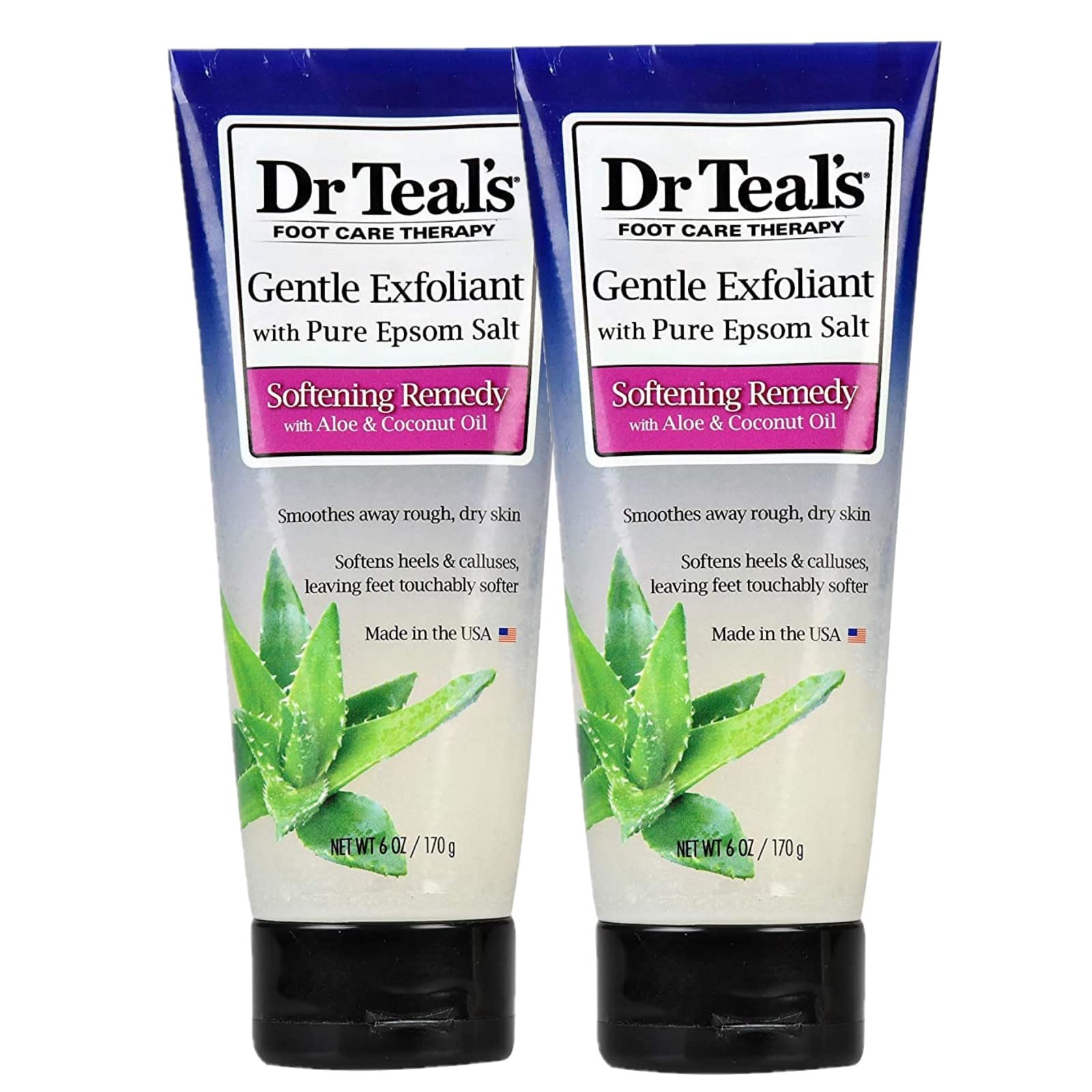 Dr Teal's exfoliante de pie con aceite de coco suaviza la piel.