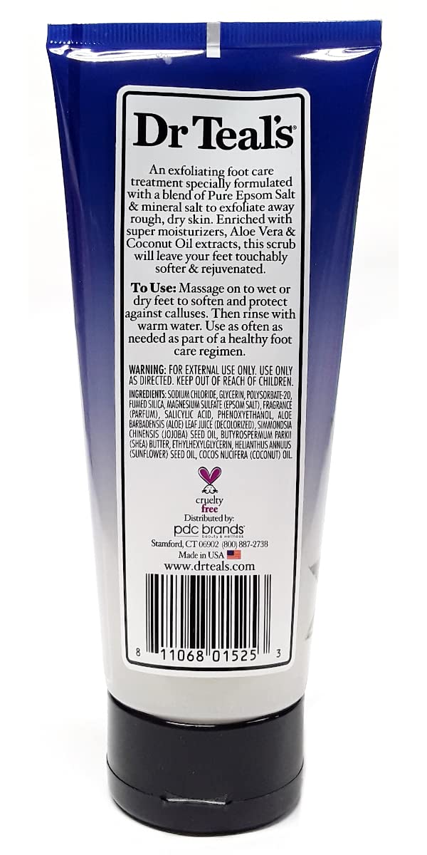 Dr Teal's exfoliante de pie con aloe vera hidrata y suaviza.
