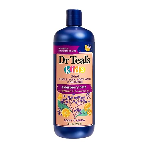Dr Teal's Kids 3-in-1 Elderberry Bath under running water creates rich bubbles