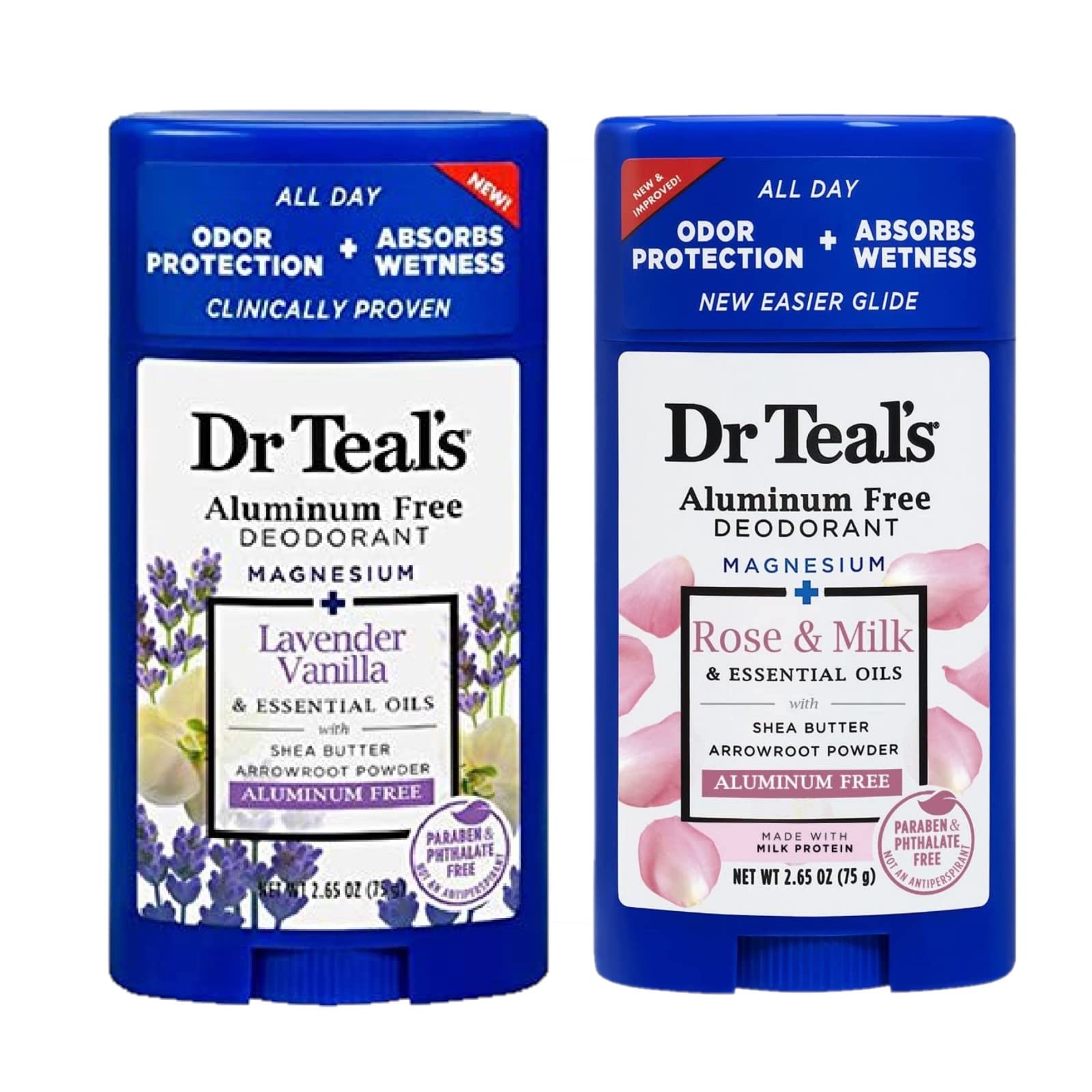 Dr Teals Vanilla Lavender deodorant bottle – 2.65oz, light scent for all-day freshness.